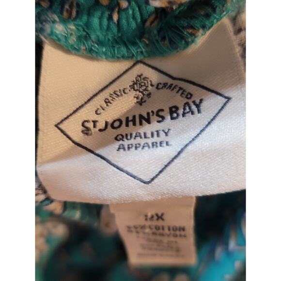 St. John’s Bay Floral Peasant Blouse Women’s 2X Blue Boho Long Sleeve Top - Picture 8 of 11